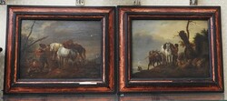 1800-as évek végéről -Életkép, - olaj, farostlemezen, Eredeti. Párban eladó. Az eladási ár a 2 db-!