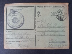 Tábori postai levelezőlap 1941-ből Hódság bélyegző, M..Kir. VIII.őrzászlóalj század parancsnokság