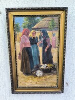 Antik Nagy Ernő élethű terefere az àllat vàsàrban festmény.Aukciók Galériàk kínàlatàban ! Videó !!