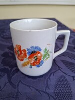 Régi Zsolnay porcelán pipacsos, búzavirágos bögre