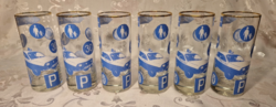 Retró, több mint 50 éves 6 darabos pohárkészlet,  közlekedési táblák...stb