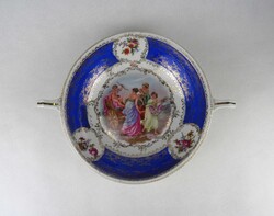 1V140 old marked Altwien marked gilded centerpiece with allegorical offering scene
