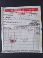 Régi számla Schneider és Társai Üvegcsiszoló és Tükörgyár Budapest 1947