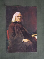 Képeslap,Budapest,Nemzeti múzeum,Munkácsy Mihály,Liszt Ferenc arcképe festmény,1967-