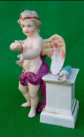 Antik korai sitzendorfi porcelán Cupido ,oszlop mellett /hiányos/ 19 sz vége