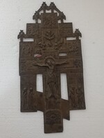 Antik orosz pravoszláv kereszt ünnepekkel kerubokkal ima