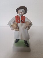 Antik herendi malaclopó kiskondás Vastagh György porcelán figura