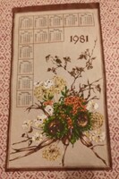 Retro naptár / textilnaptár 1981