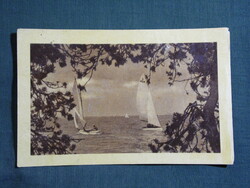 Képeslap,Balaton,vitorlás hajó látkép,részlet,1950-