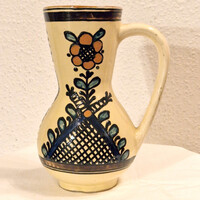 Korondi (?) kerámia kancsó, korsó, váza - kék-fehér (M=20, D=10,5) (21)