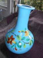 Antik Zománc festett huta üveg  váza