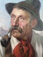 PIPAGYŰJTŐK FIGYELEM! - AZ ÖREG PIPÁS - GUSSICH JENŐ FESTMÉNYE