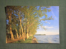 Képeslap,Balaton part,sétány,horgász látkép,részlet,1987-