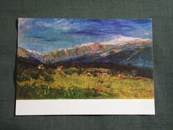 Képeslap,Budapest,Nemzeti múzeum,Mednyánszky László,Tátrai táj festmény,1967-