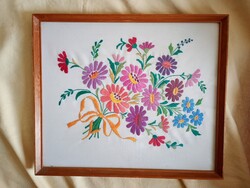 Hímzett falikép 002 - keret 47x40cm kép 44x37cm retro kézimunka