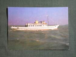 Képeslap,Balaton,Kelén sétahajó látkép,részlet,1987-