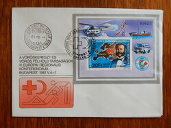 FDC 1981. Vöröskereszt (I.) - blokkal / Vöröskereszt és Vörös Félhold konferencia