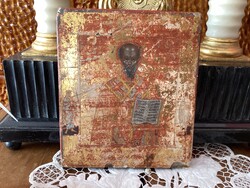 Ikon - XlX. század , Szent Miklós , Orosz . Eredeti , nem volt restaurálva .