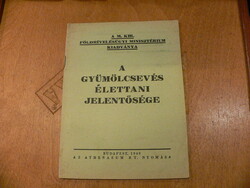 FÖLDMÍVELÉSÜGYI MINSZTÉRUM KIADVÁNYA 1940