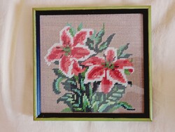 Gobelin 002 - liliom - keret 21,5x20,5cm kép 19x18cm kézimunka - 01