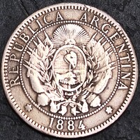 Argentína 2 Centavo, 1884.