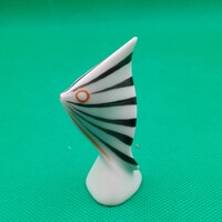 Retro Kőbányai/ Drasche porcelán fekete fehér  csíkos hal figura