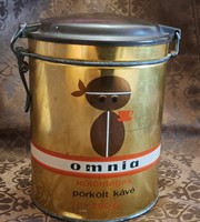 Régi kávés fém doboz, Omnia pléh doboz (M4987)