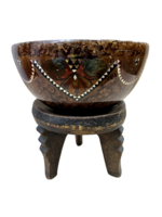 African Wooden Bowl on a Tripod Stand