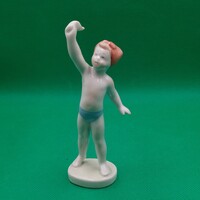 Káldor Aurél Aquincum porcelán Integető kislány figura