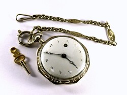 1820 körül STRASBURG ÓRÁS MESTER ÁLTAL KÉSZÍTETT SPINDLIS EZÜST TOKOS ZSEBÓRA
