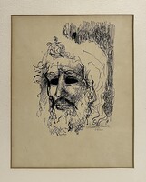 Németh Endre (1943- ) Istenség, 1966 - nagyon művészien elkészített tusrajz /számlát adunk hozzá/