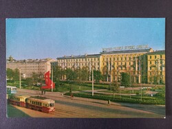 Régi képeslap Szovjetunió, Ivanovo Állomás tér  villamossal 1971