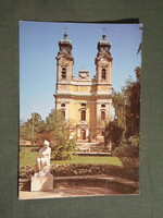 Képeslap,Tata,Róm. kat. templom,park,női akt szobor látkép,részlet,1980-