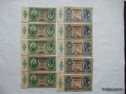 5 darab 10 pengő 1936 - 5 darab 20 pengő 1941 LOT !