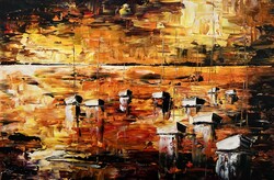 80x60cm vitorlás  festmény Balatoni naplemente