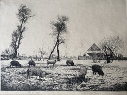Dudás Jenő: Tél - rézkarc