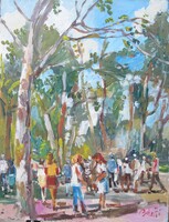 Bánfi - "Budapest: Városliget..." - (olaj,karton 43×33 cm)
