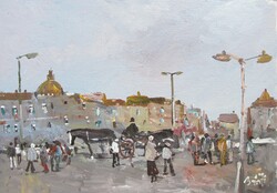 Bánfi - "Eltűnt kupolák nyomában..." Prága - (olaj,karton 23×33 cm)