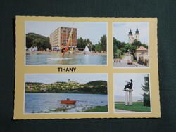 Képeslap,Tihany,mozaik,Bencés templom,Balaton part,szálló,szörf látkép,részlet,1981-