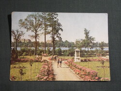 Képeslap,Tata,park,sétány,tó látkép,részlet,1967-