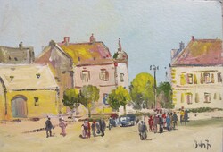 Bánfi - "Eltűnt kupolák nyomában..." Sétatér - (olaj,karton 23×33 cm)