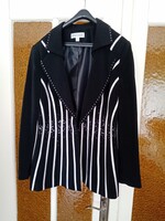 Új fekete női  zakó / kabátka / blézer csillogó és fehér díszítéssel  Mérete: D/NL 48 - 50