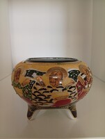 Régi kézzel festett 3 lábú japán Satsuma porcelán váza