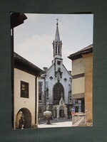 Képeslap,Sopron,Orsolya tér,Orsolya templom,szobor látkép,részlet,1984-