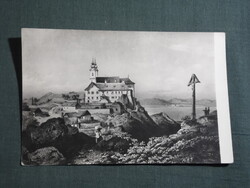Képeslap,Tihany,Bencés Apátság templom látkép,részlet,Rohbock metszet,1961-