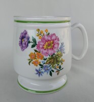 Hollóházi porcelán virágos bögre