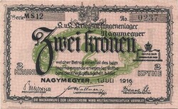 1 korona 1916 K.u.K. Nagymegyer Hadifogoly-tábor Hajtatlan aUNC