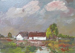 Bánfi - "Borús alkonyat..." - (olaj,karton 23×33 cm)