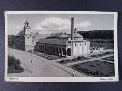 Régi képeslap Szolnok - Tisza Szálló és templom 1940