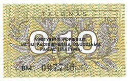 0,10 talonas 1991 Litvánia aUNC